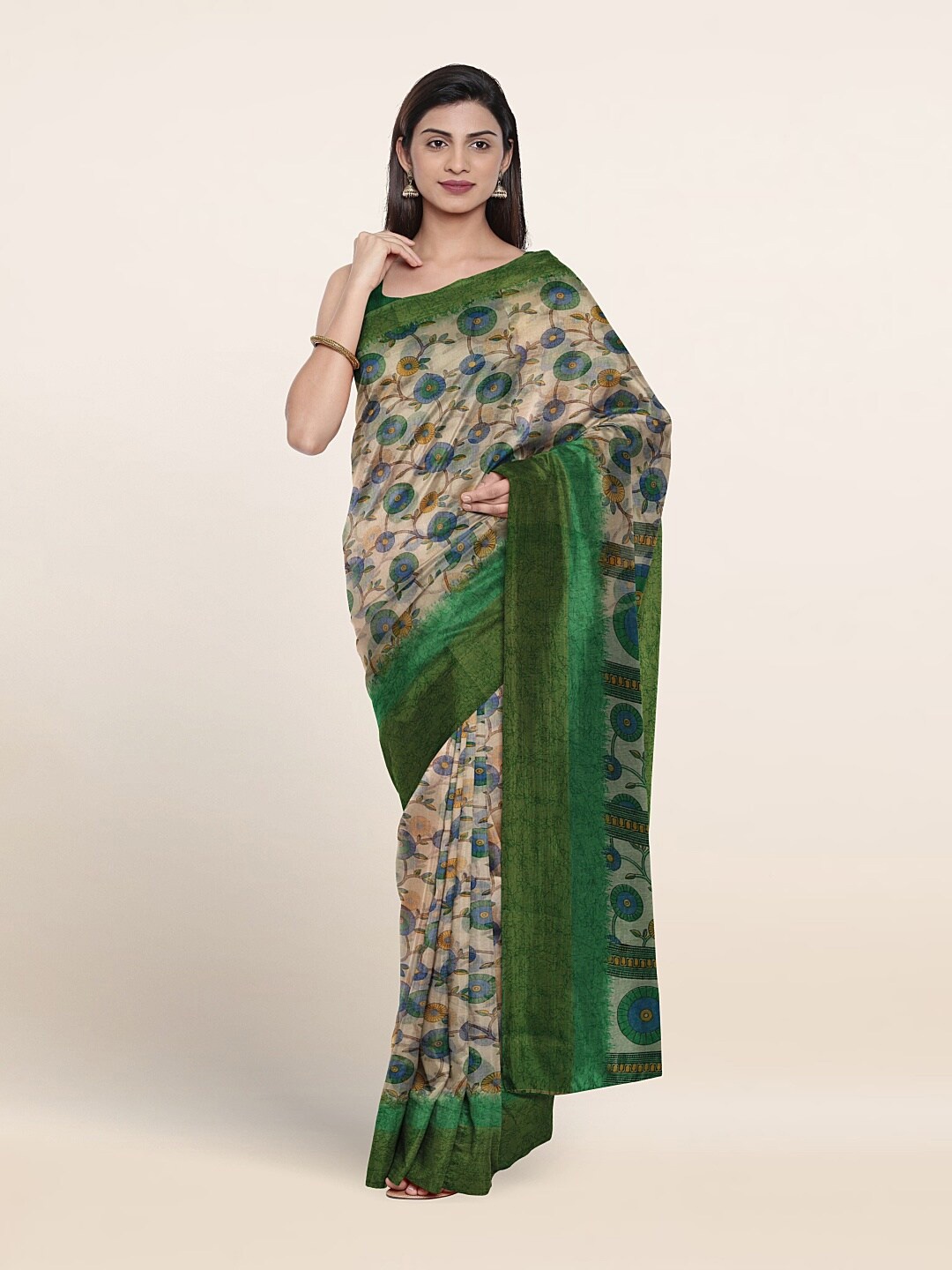 

Pothys Floral Printed Saree, Cream