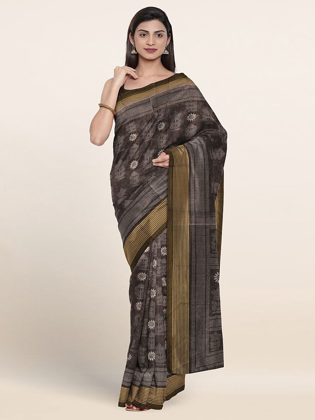 

Pothys Ethnic Motifs Saree, Brown