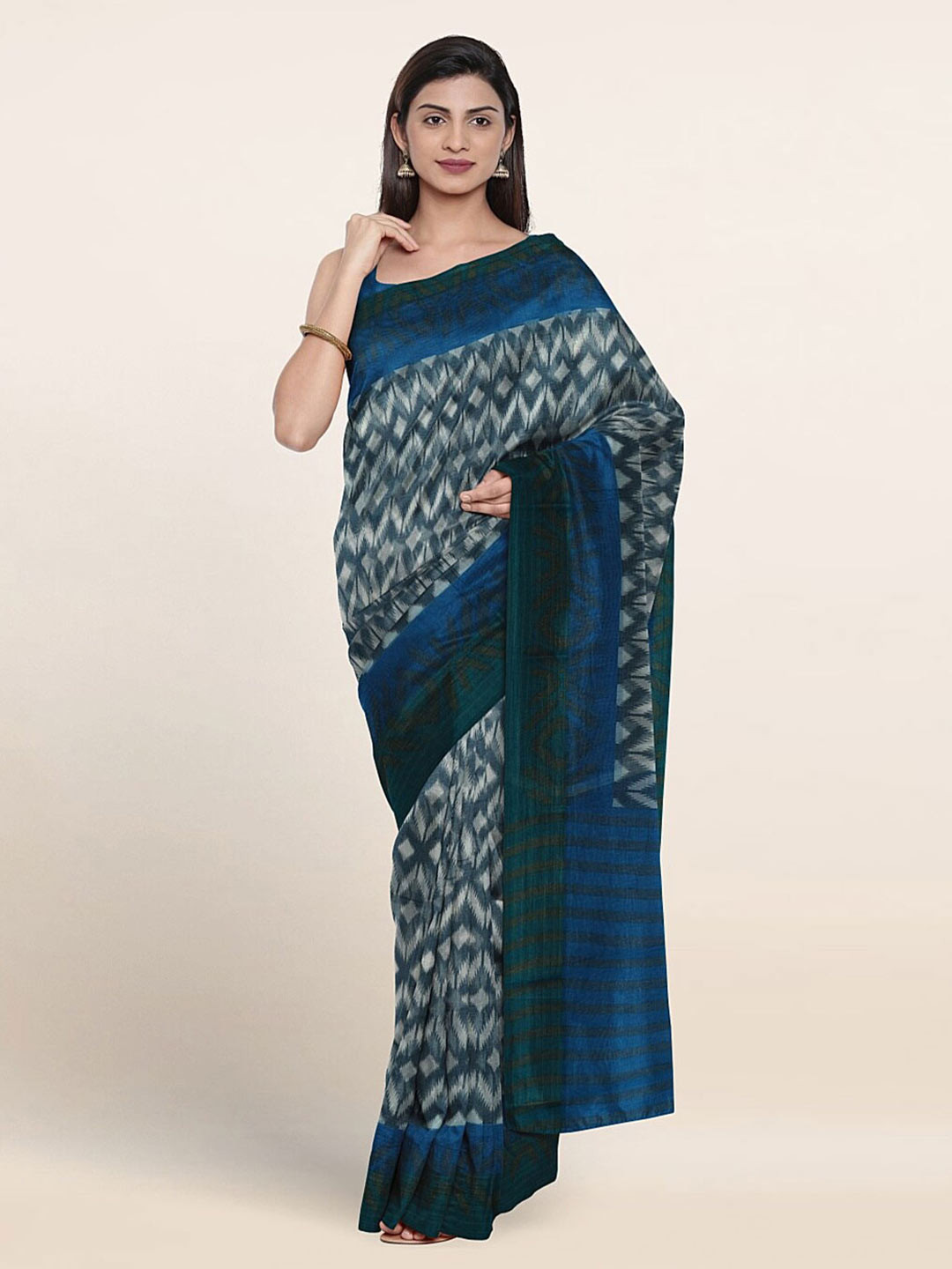 

Pothys Geometric Printed Saree, Blue