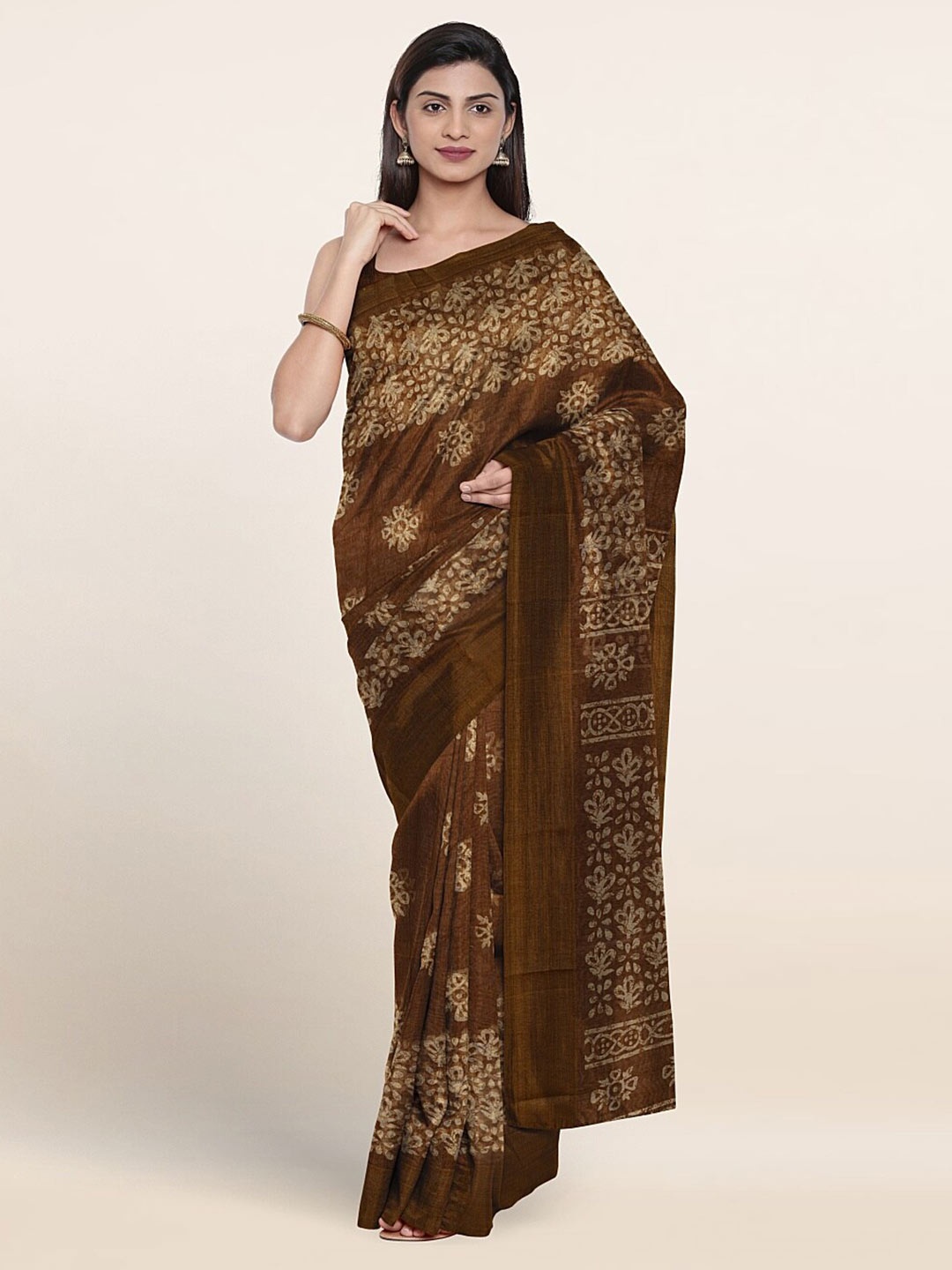 

Pothys Floral Printed Saree, Khaki