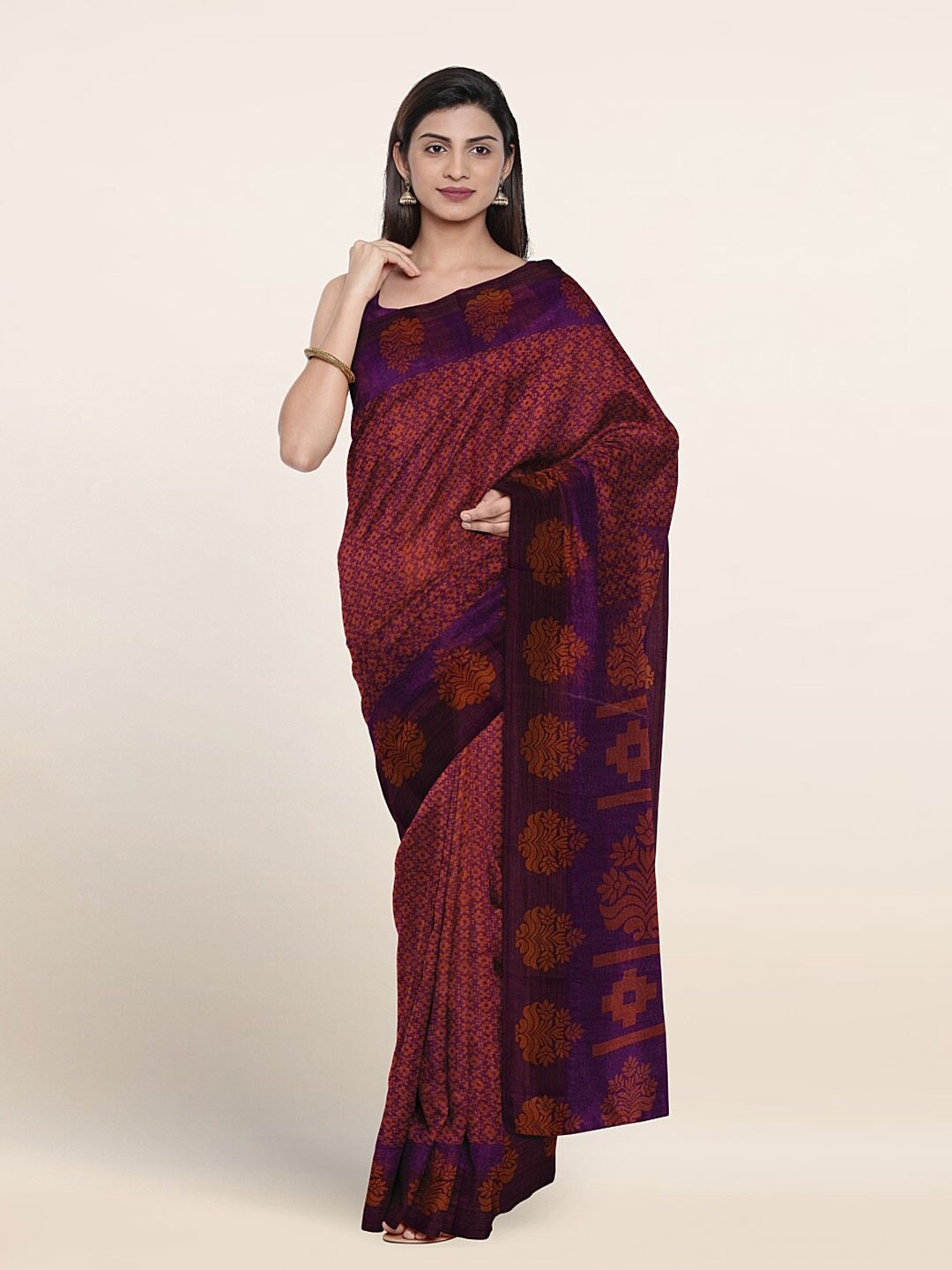 

Pothys Violet & Maroon Floral Saree