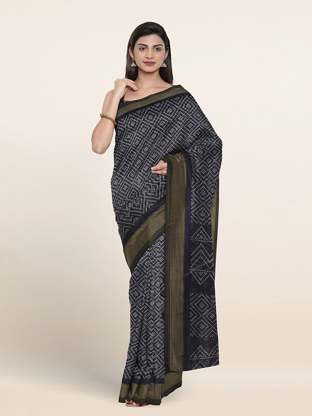 

Pothys Geometric PrintedSaree, Grey