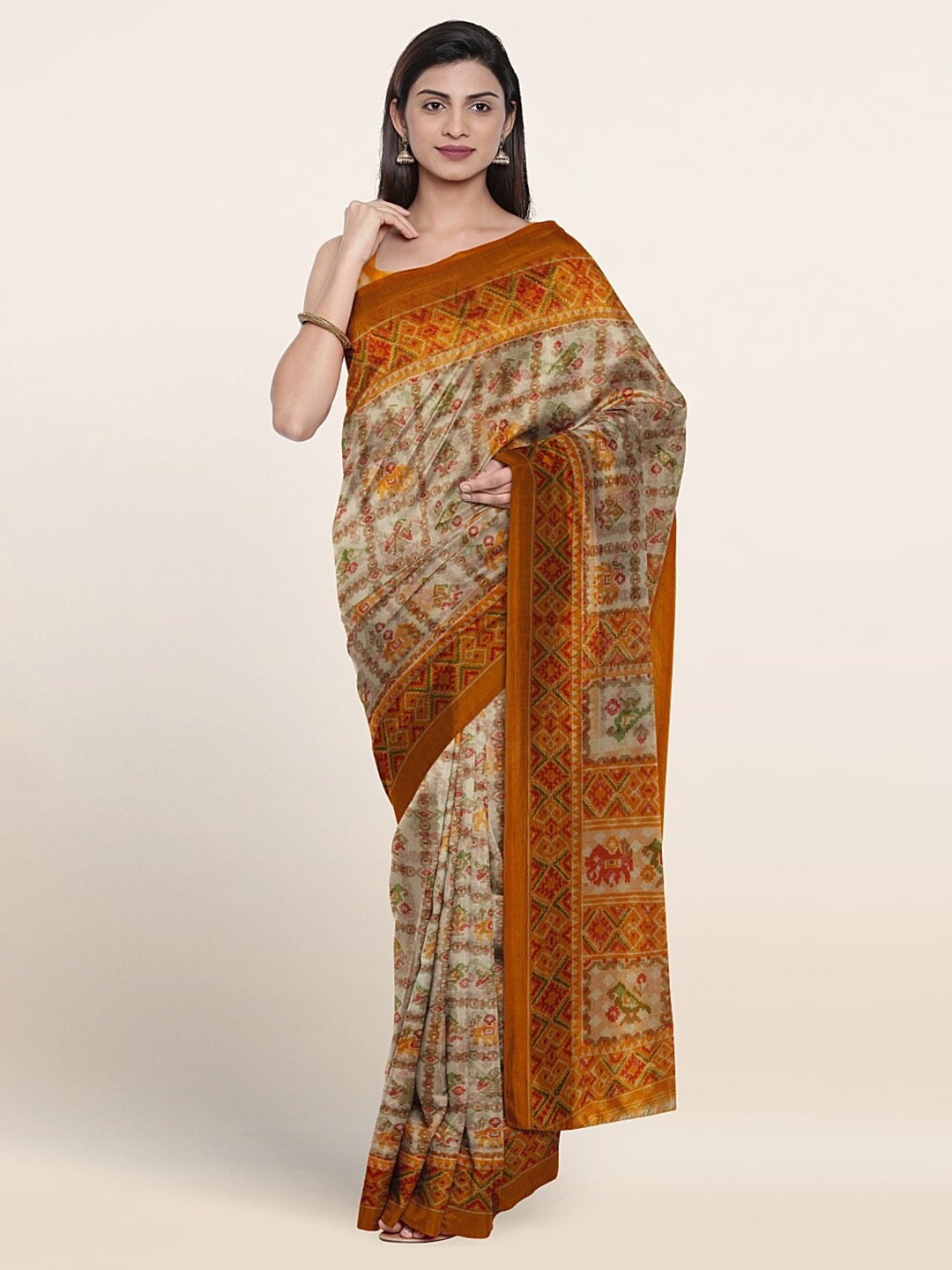 

Pothys Ethnic Motifs Saree, Cream