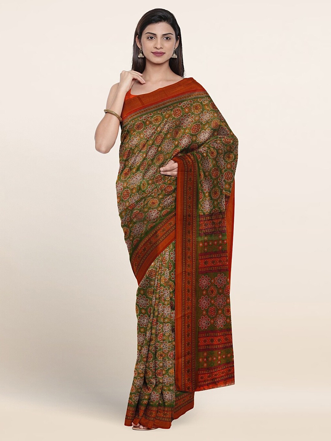 

Pothys Floral Printed Saree, Green