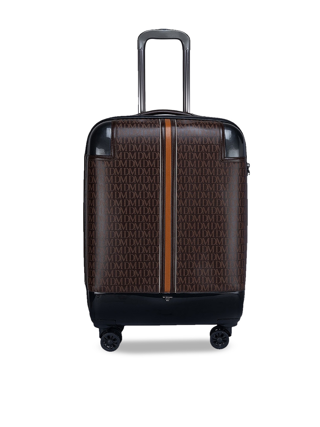 

Da Milano Printed Leather Cabin Suitcase Trolley Bag, Brown