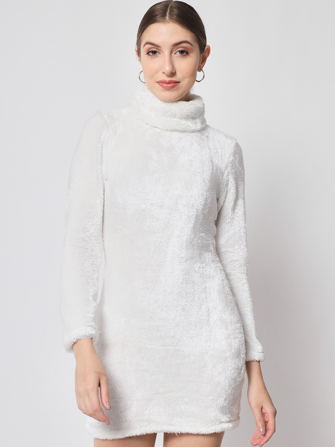 

Orchid Blues Turtle Neck Mini Jumper Dress, White