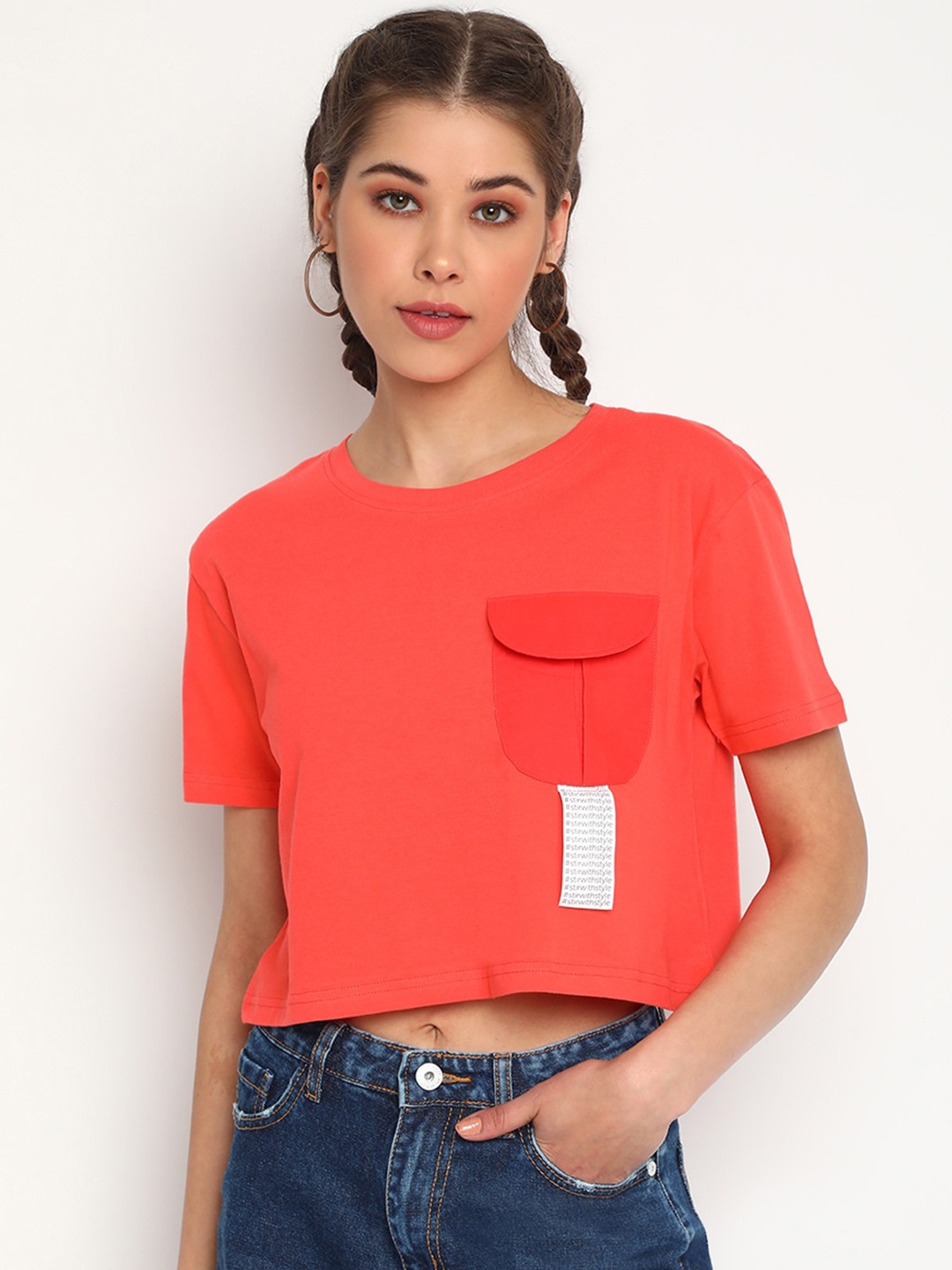 

Belliskey Women Cotton T-shirt, Coral