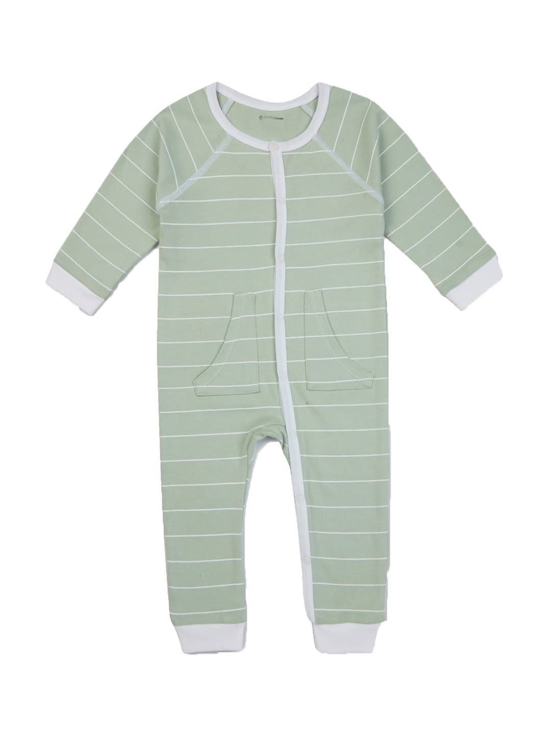 

My Milestones Infant Boys Striped Pure Cotton Romper, Green