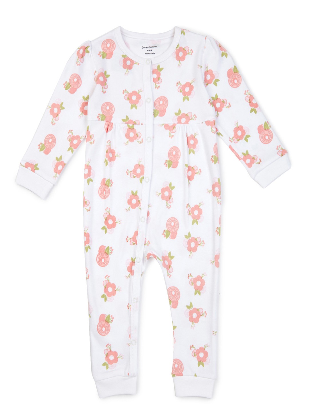 

My Milestones Infant Girls Printed Romper, White