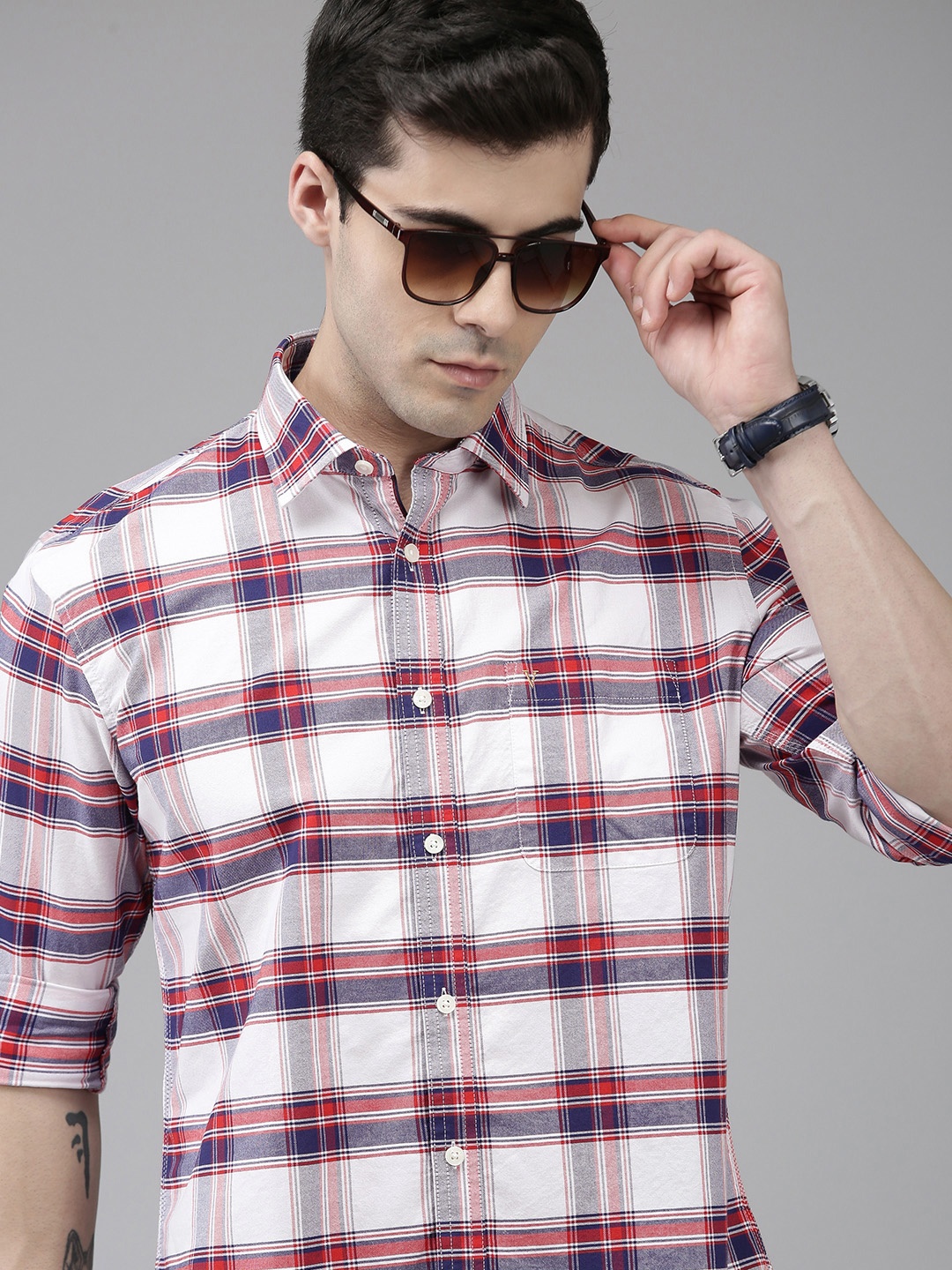 

Van Heusen Sport Slim Fit Pure Cotton Checked Casual Shirt, Red