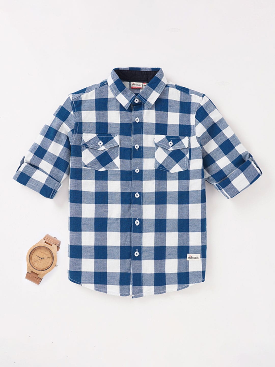 

edheads Boys Buffalo Checked Cotton Casual Shirt, Blue