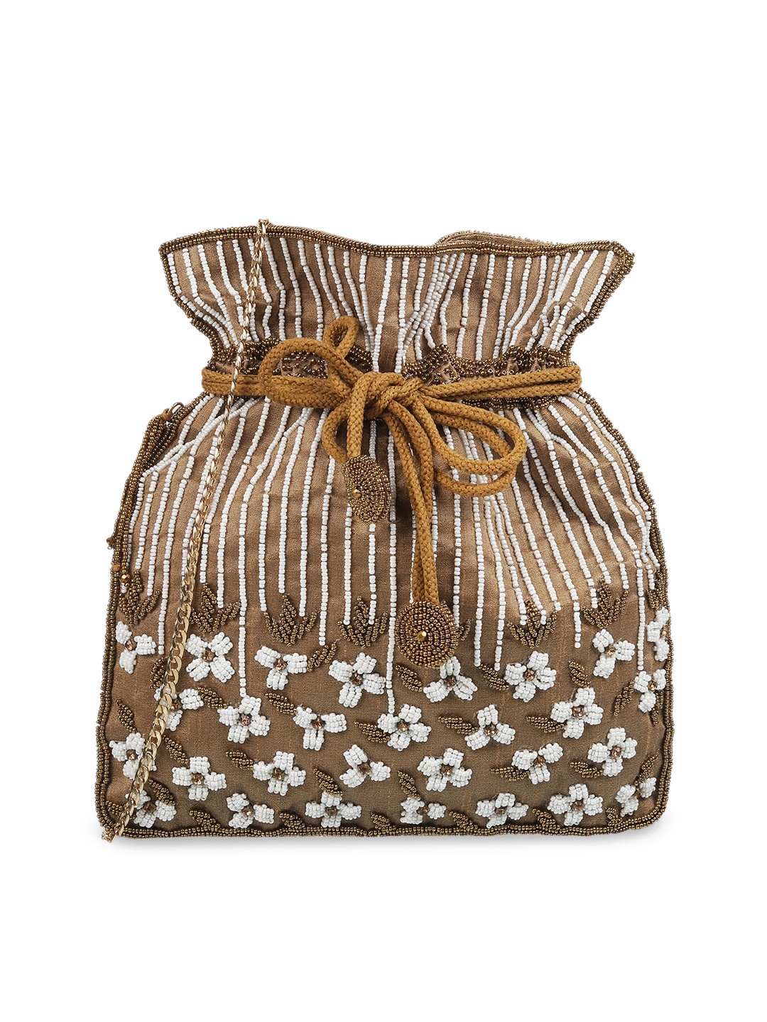 

Metro Embellished Bucket Sling Bag, Gold