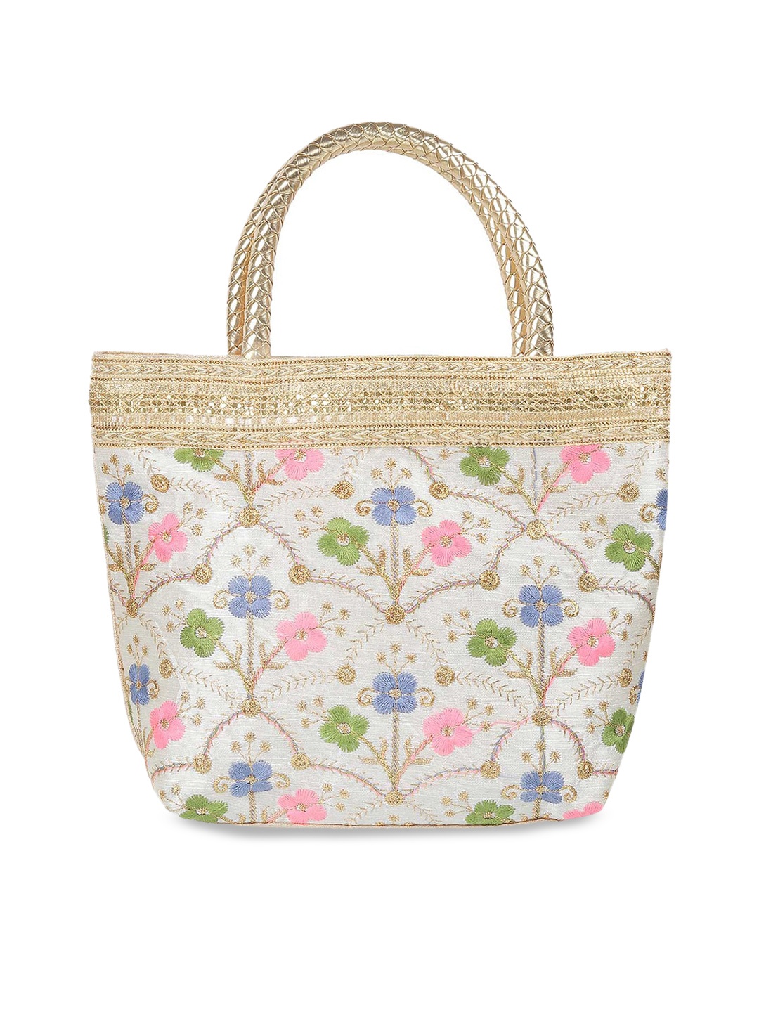 

WALKWAY by Metro Floral Printed Structured Handheld Bag, Gold