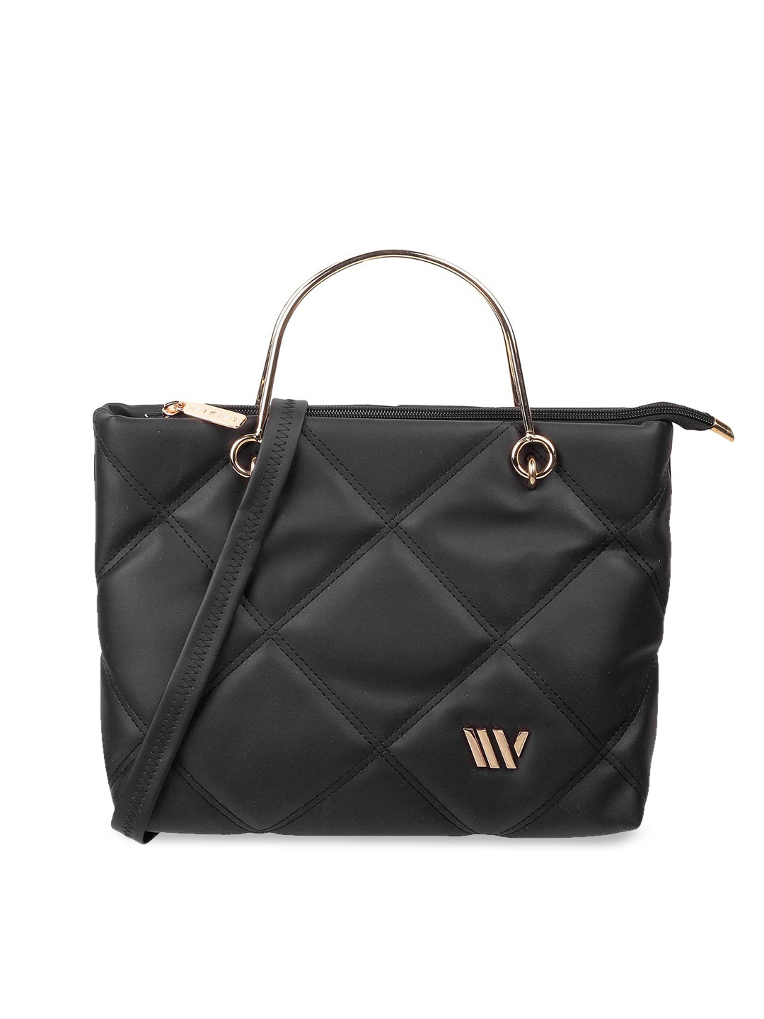

WALKWAY by Metro Textured Structured Satchel With Quilted, Black