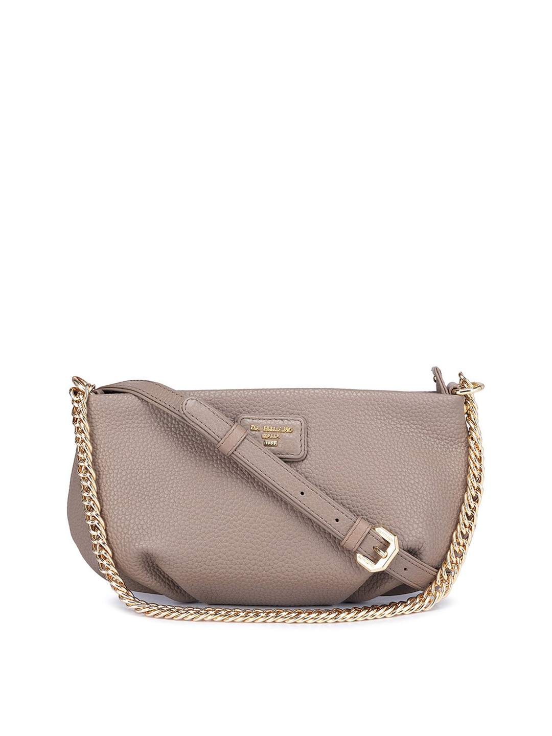 

Da Milano Leather Half Moon Sling Bag with Applique, Brown