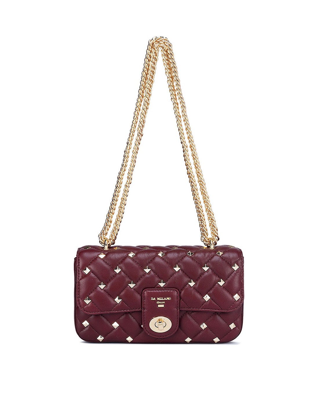 

Da Milano Embellished Structured Shoulder Bag, Maroon