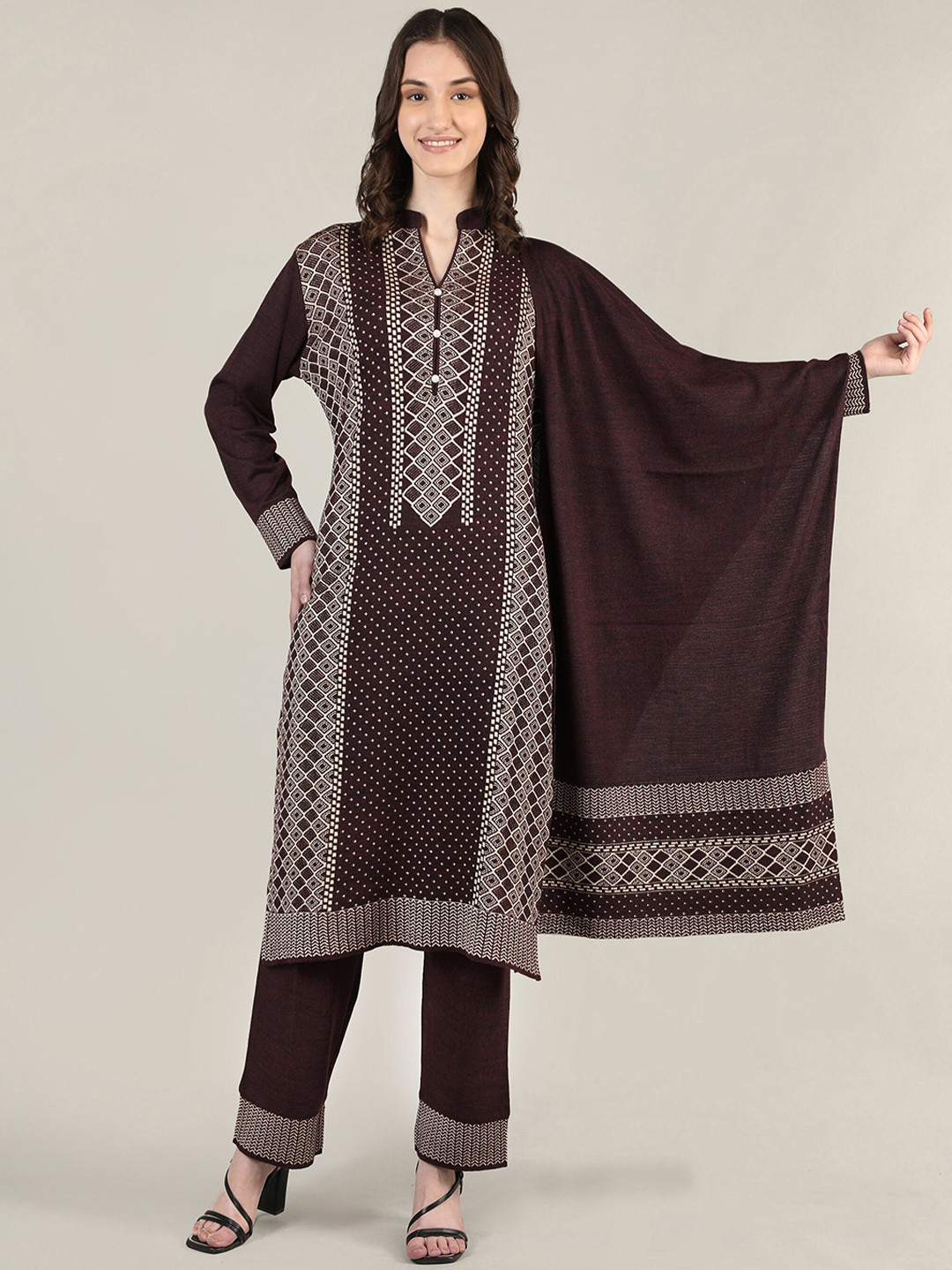 

MIKHAD Women Winter Kurta with Trousers, Purple