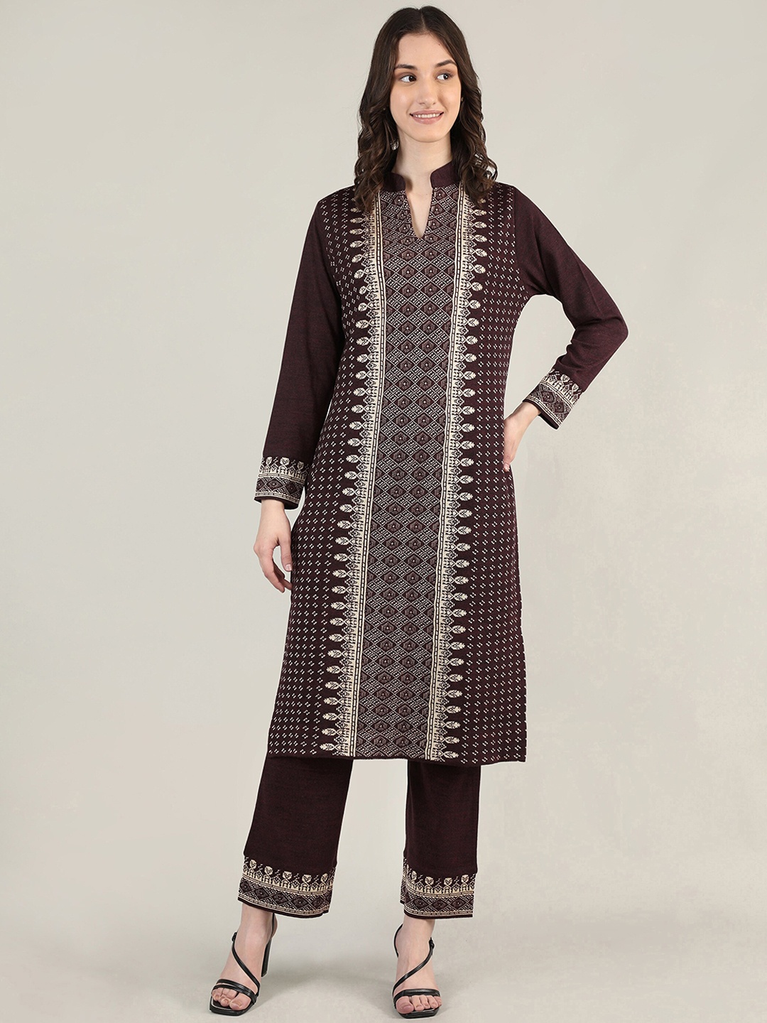 

MIKHAD Women Brown Printed Kurta with Trousers & With Dupatta