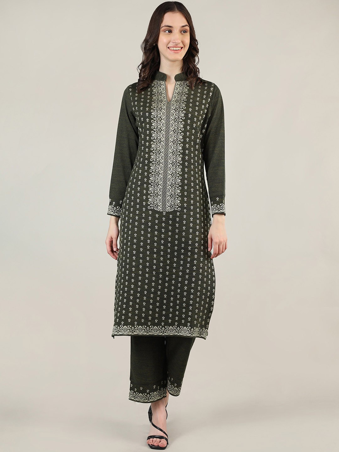 

MIKHAD Women Olive Green Printed Kurta with Trousers & With Dupatta