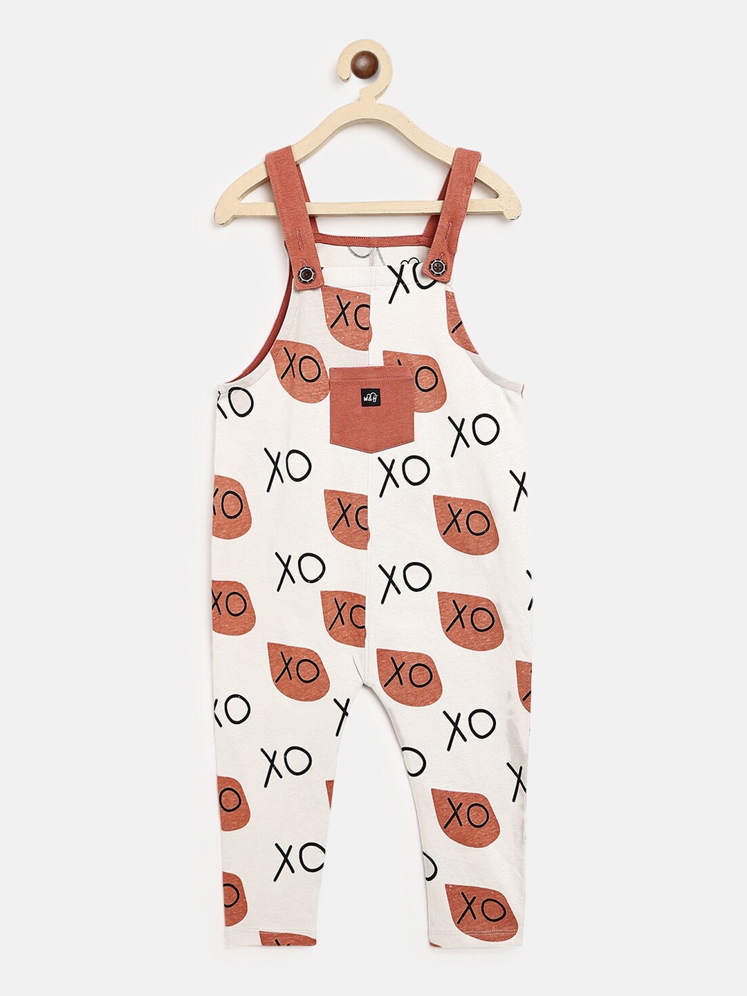 

Whistle & Hops Infant Kids Grey XO Organic Cotton Printed Dungaree