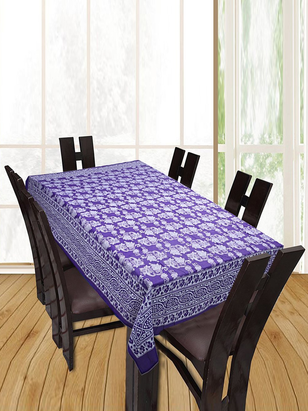 

INDHOME LIFE Printed Cotton Table Cover, Purple