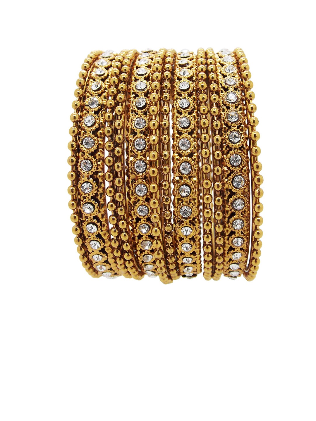

FEMMIBELLA Set Of 12 Studded Bangles, Gold