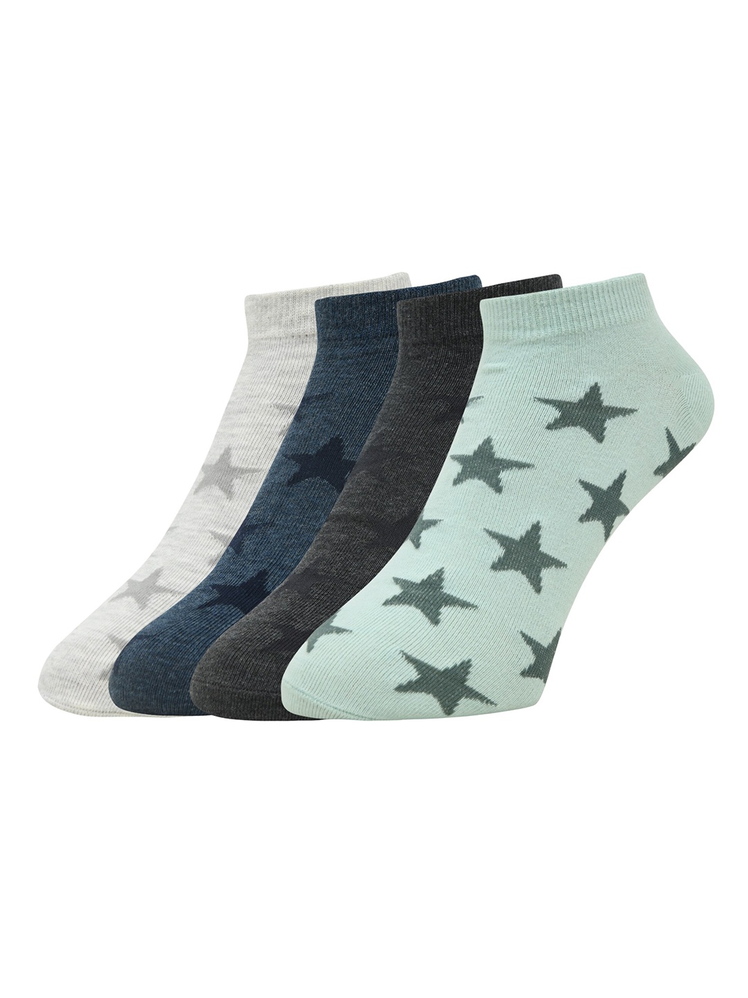 

Mast & Harbour Men Pack Of 4 Cotton Ankle-Length Socks, Blue