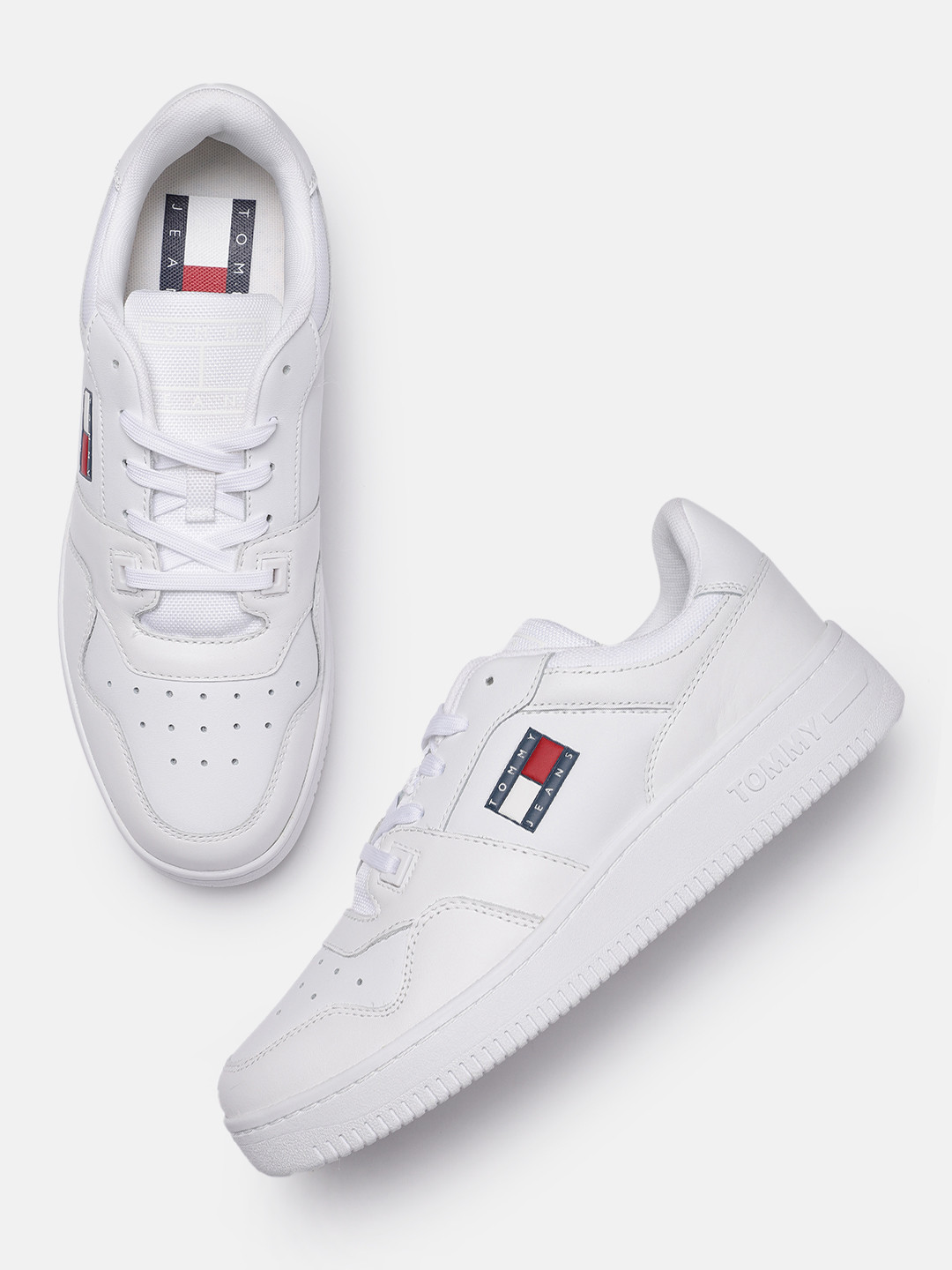 

Tommy Hilfiger Men Retro Basket Leather Sneakers, White