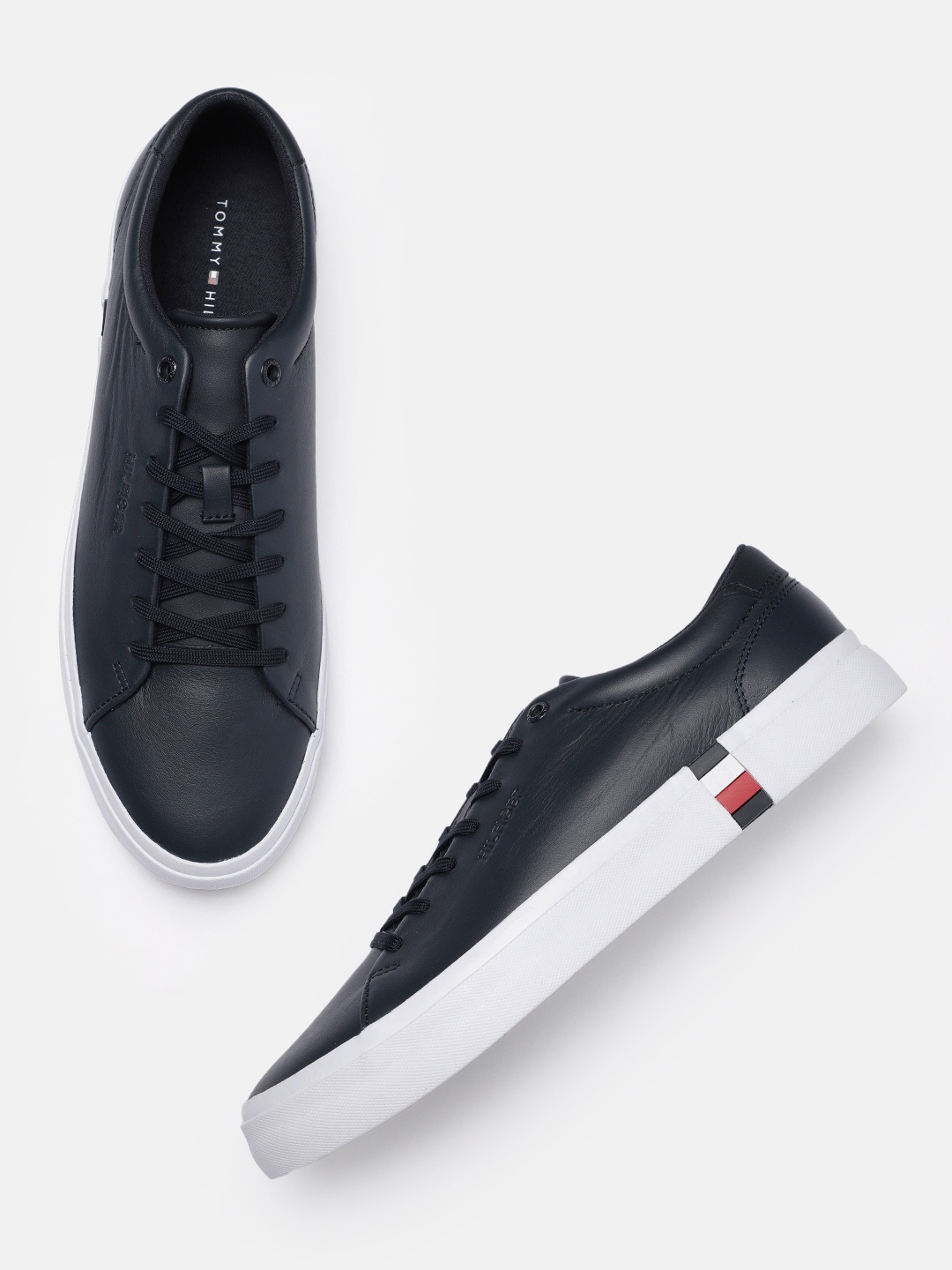 

Tommy Hilfiger Men Leather Sneakers, Navy blue