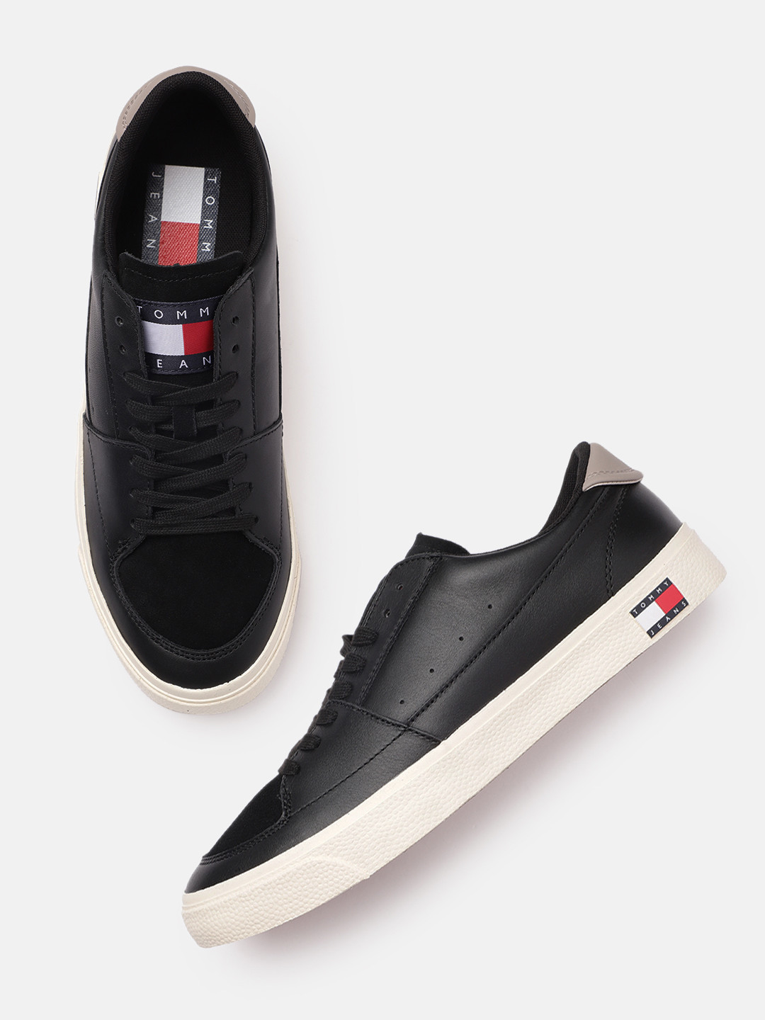 

Tommy Hilfiger Men Leather Sneakers, Black