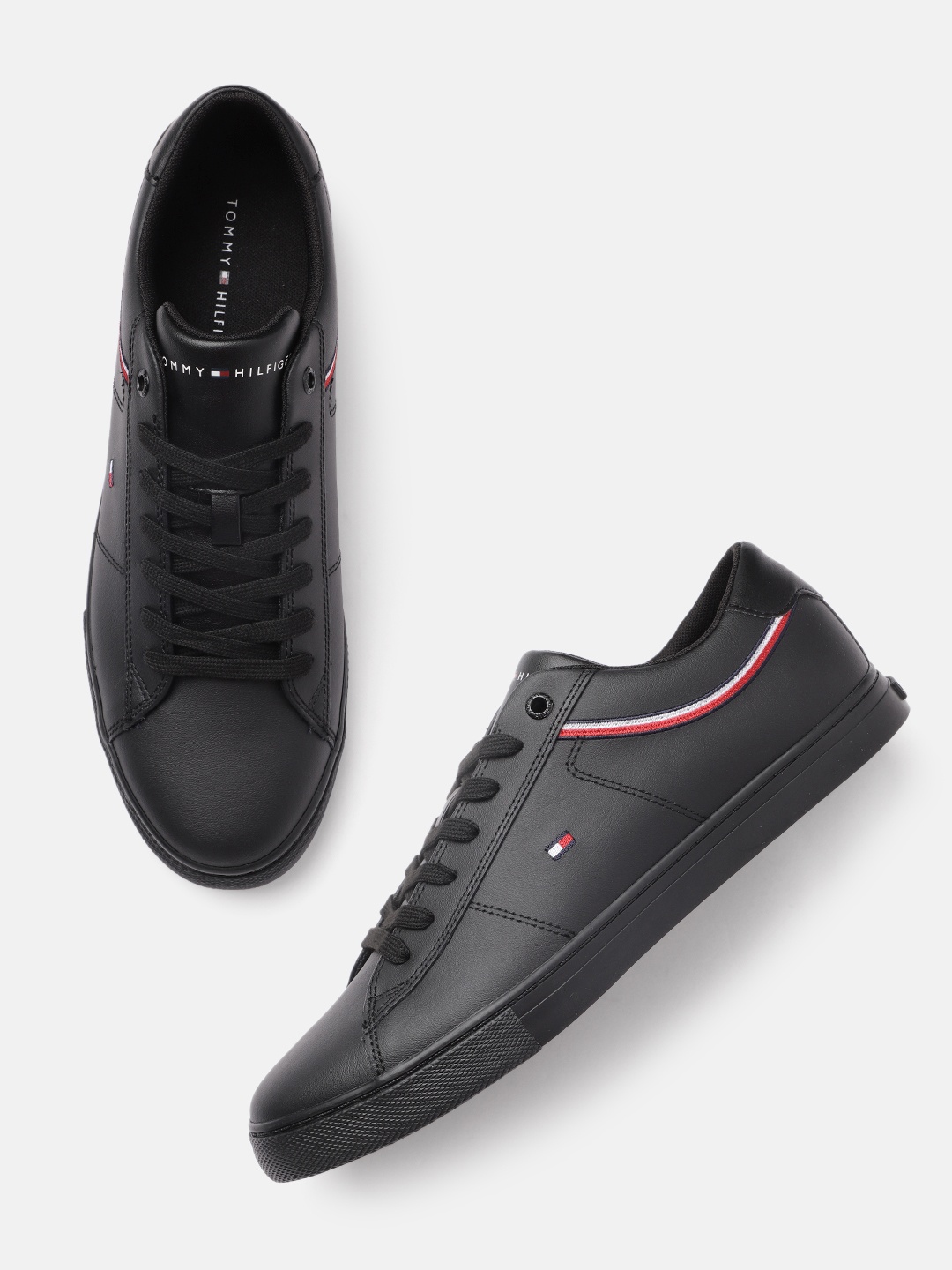 

Tommy Hilfiger Men Leather Sneakers, Black