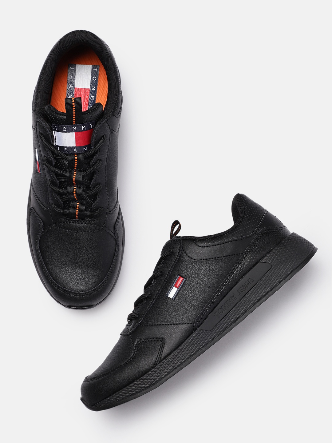 

Tommy Hilfiger Men Leather Sneakers, Black