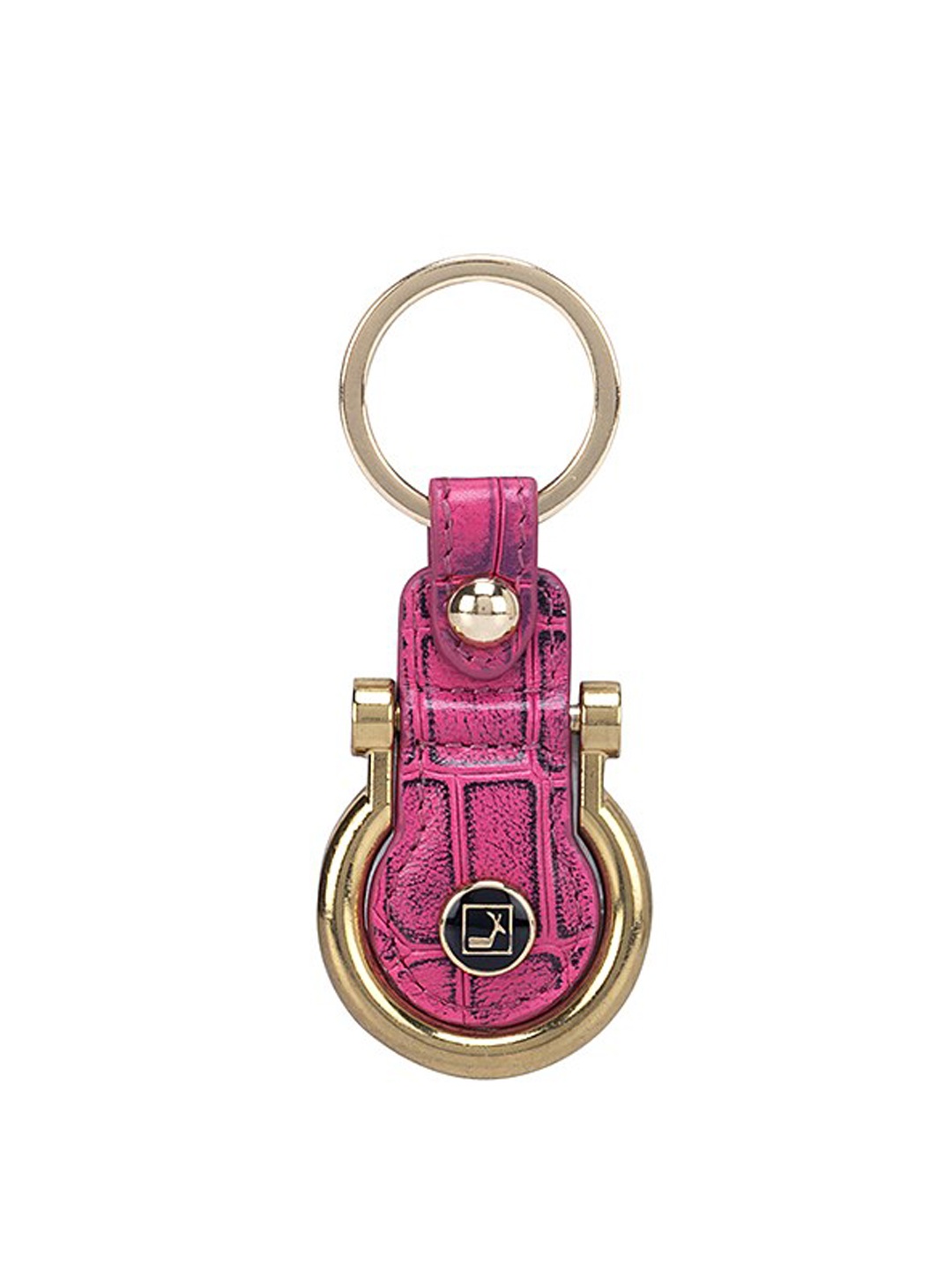 

Da Milano Textured Genuine Leather Key Chain, Pink