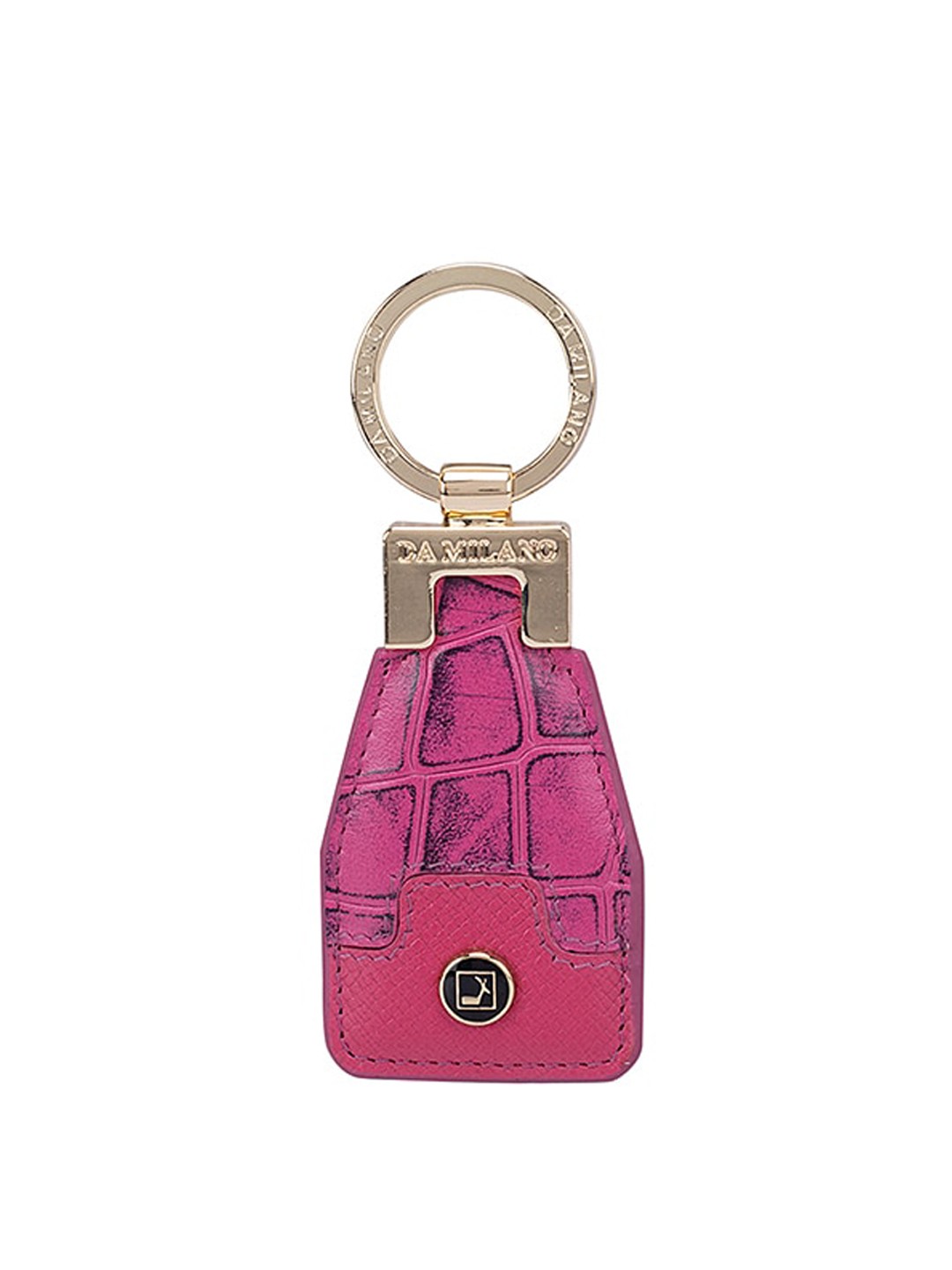 

Da Milano Textured Genuine Leather Key Chain, Pink