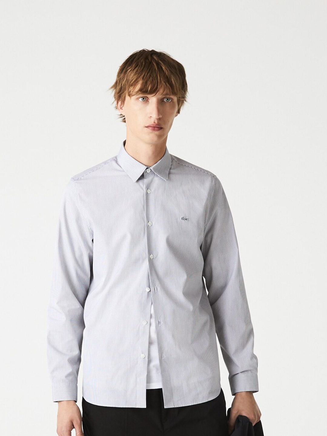

Lacoste Men Modern Checked Pure Cotton Casual Shirt, Grey