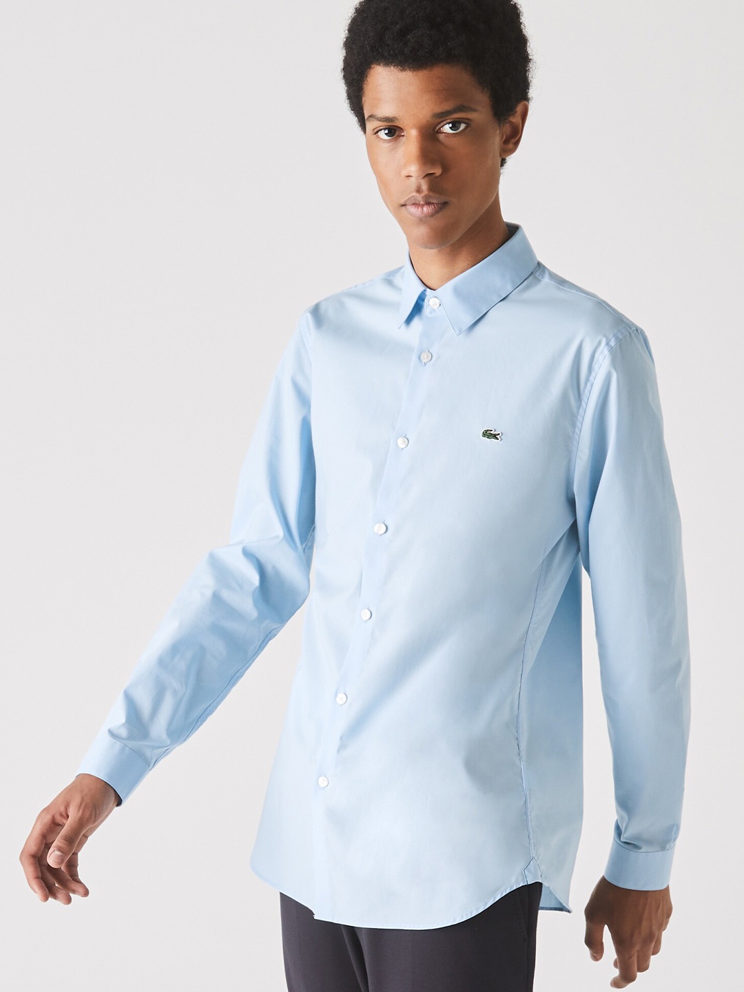 

Lacoste Men Modern Slim Fit Pure Cotton Casual Shirt, Blue
