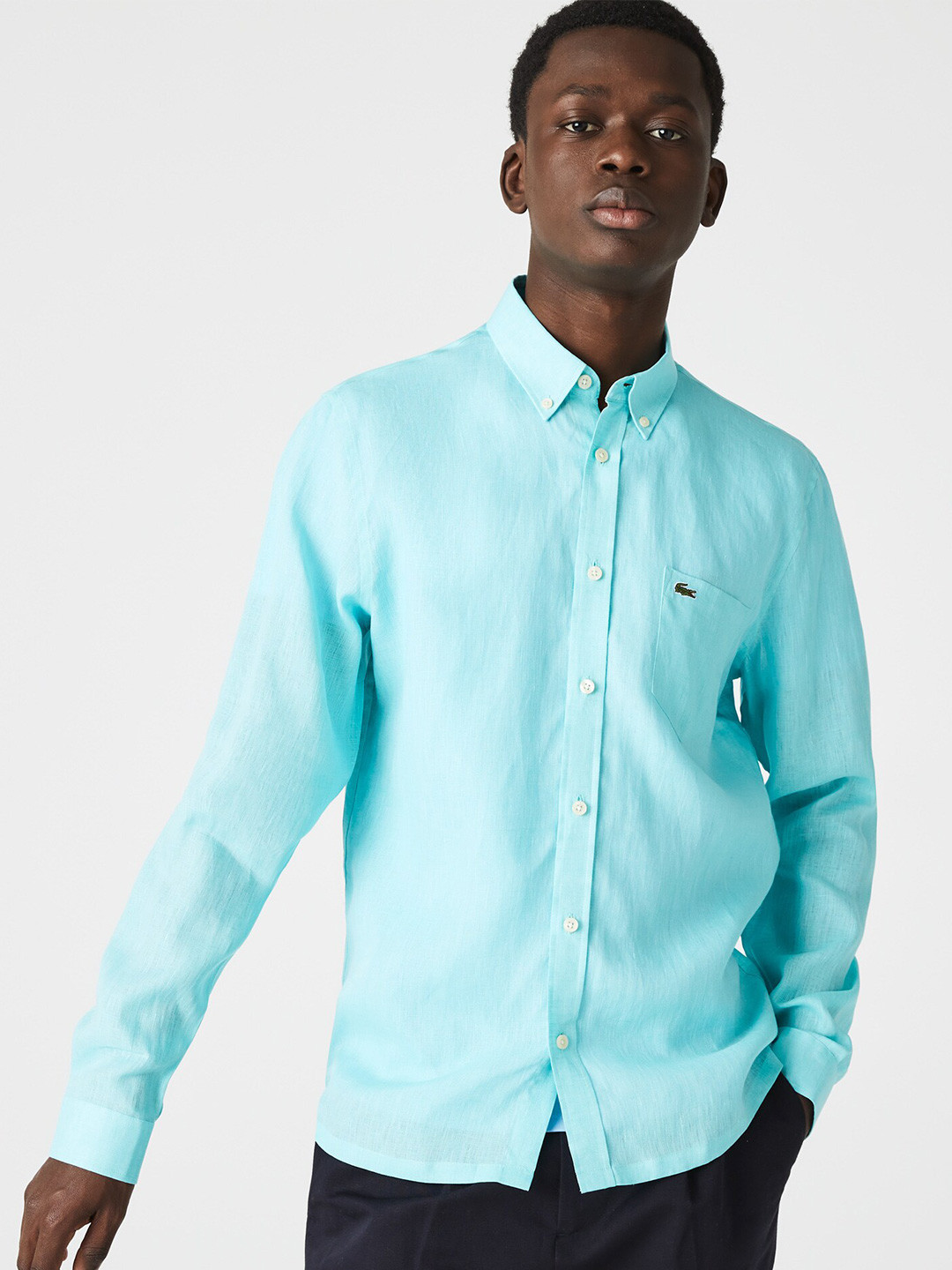 

Lacoste Men Modern Pure Linen Casual Shirt, Sea green
