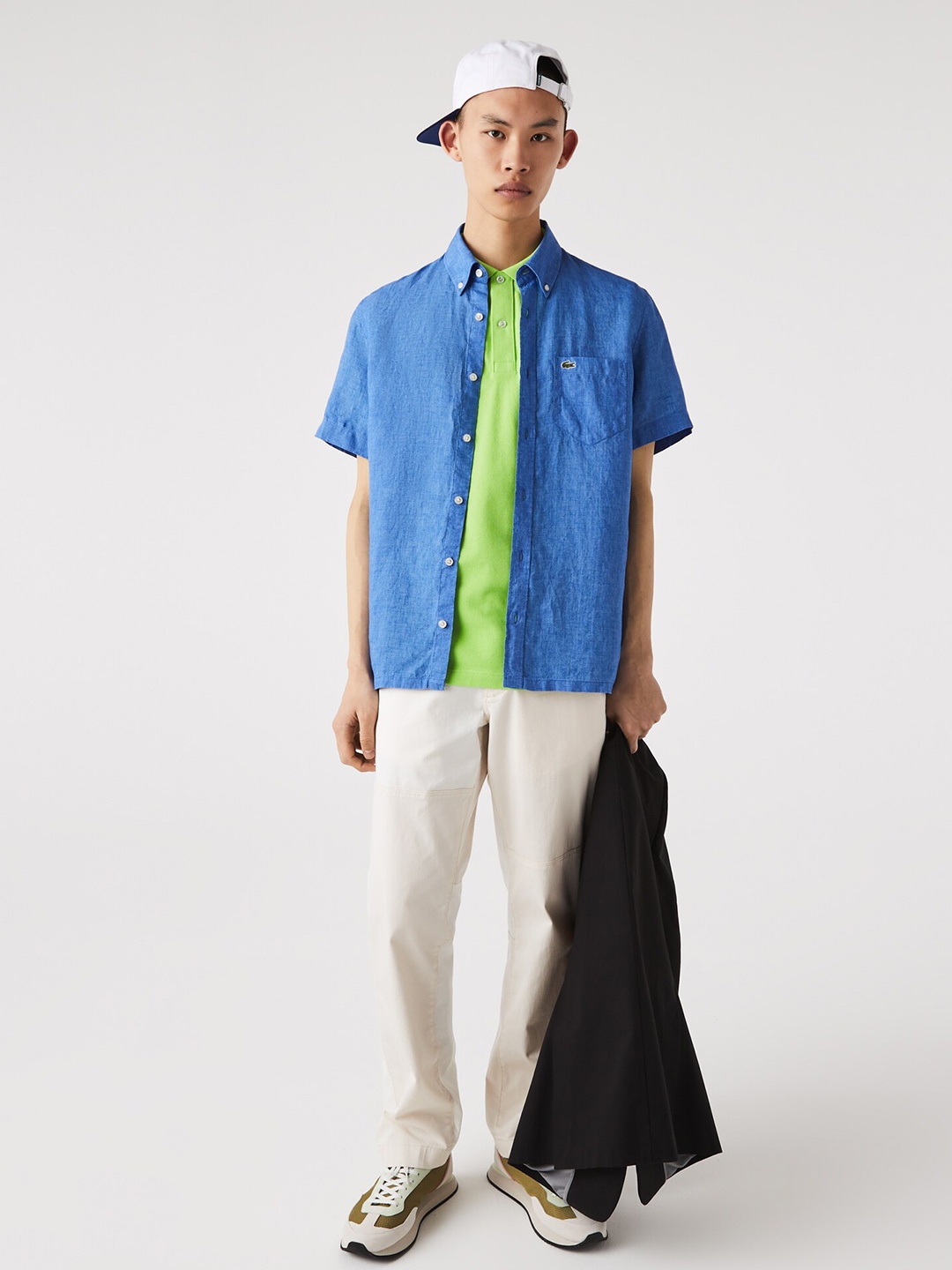 

Lacoste Men Modern Linen Casual Shirt, Blue