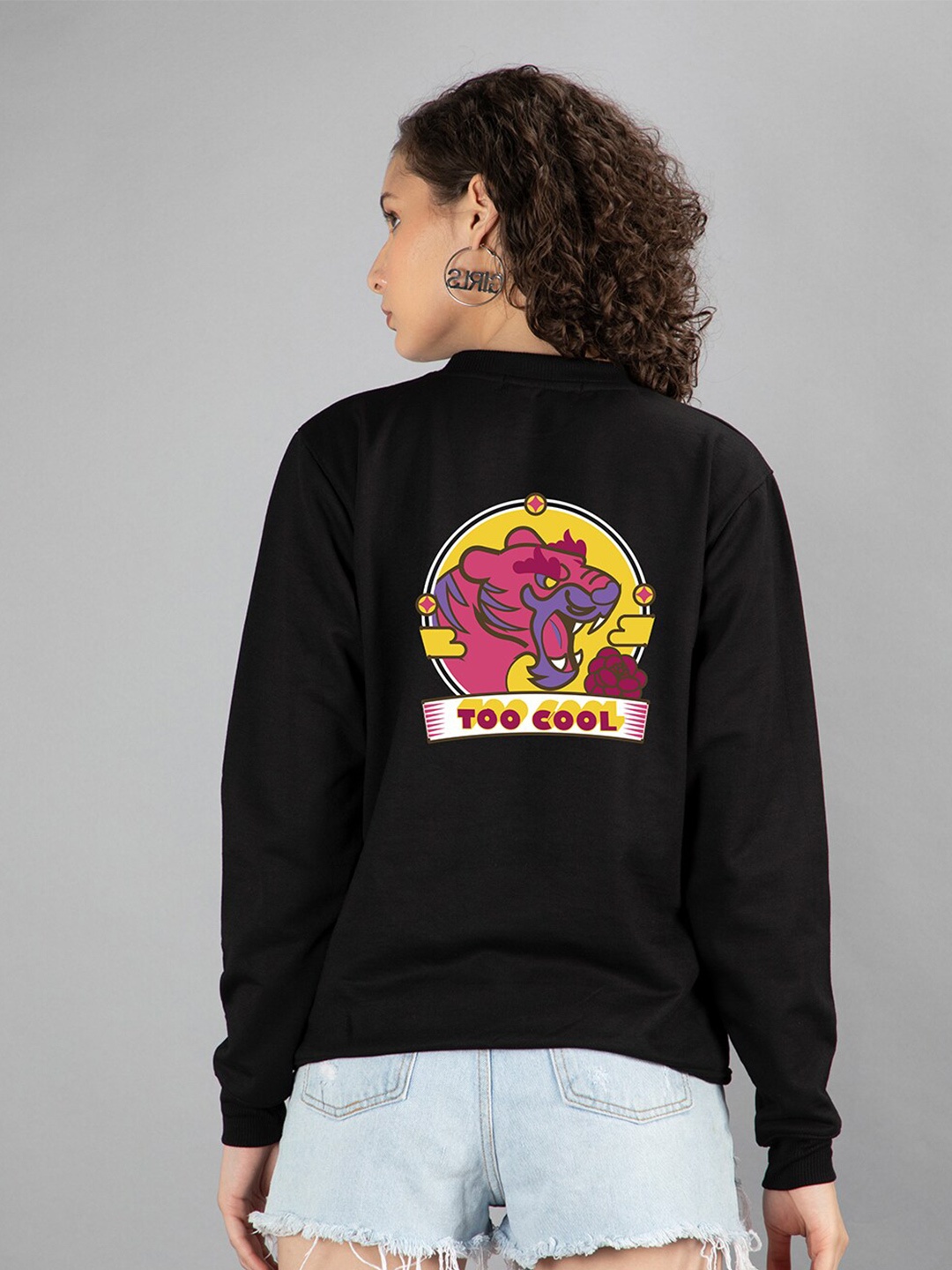 

Mad Over Print Women Printed Sweatshirt, Black