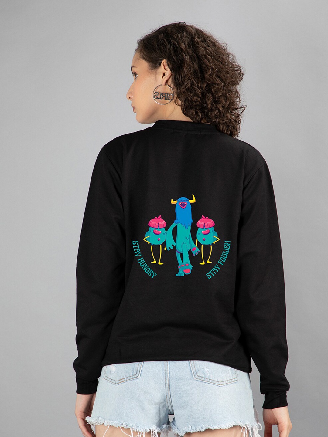 

Mad Over Print Women Black Sweatshirt