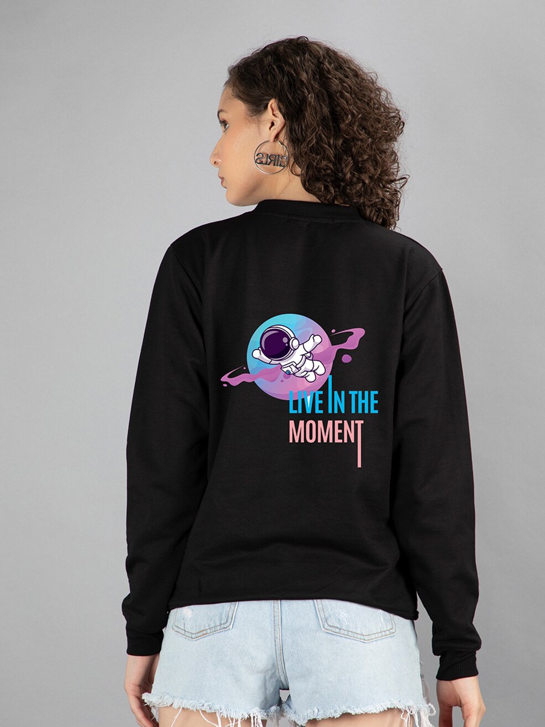 

Mad Over Print Women Printed Sweatshirt, Black
