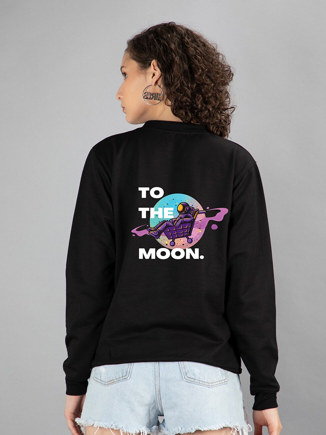

Mad Over Print Women Printed Sweatshirt, Black