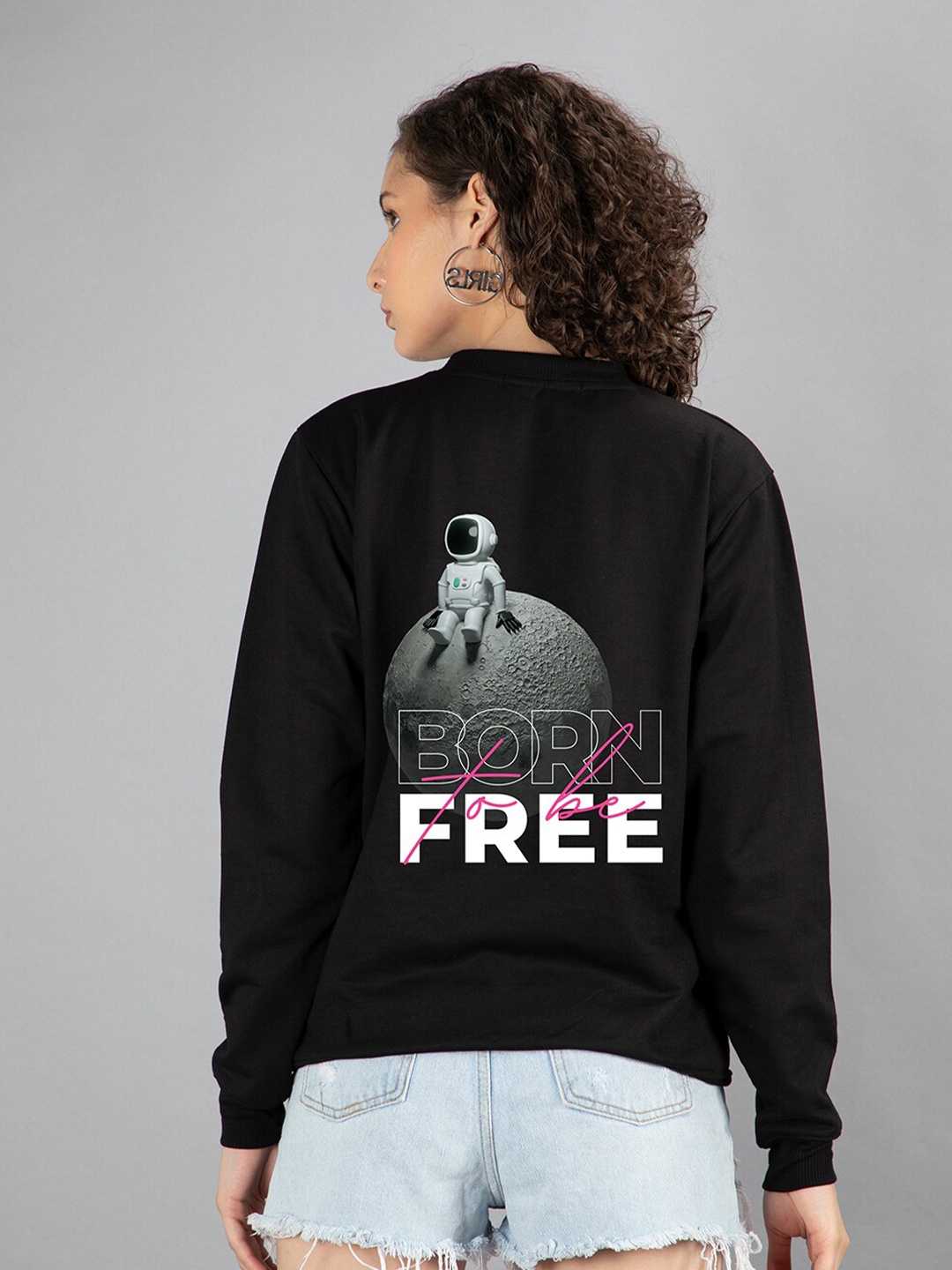 

Mad Over Print Women Printed Sweatshirt, Black