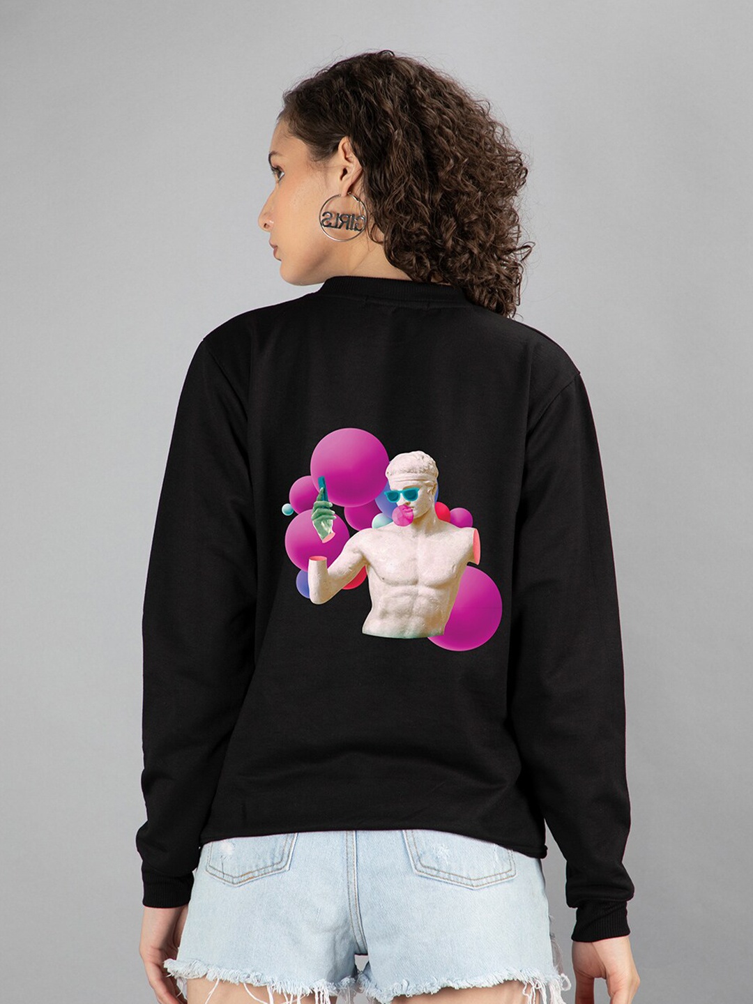 

Mad Over Print Women Black Sweatshirt