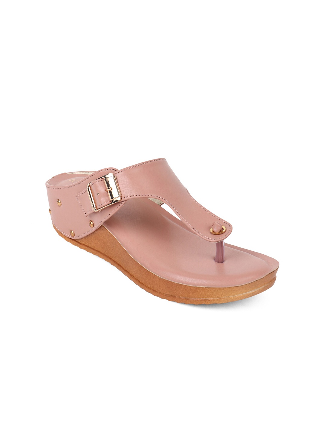 

ICONICS Women Comfort Heels With Buckles, Peach