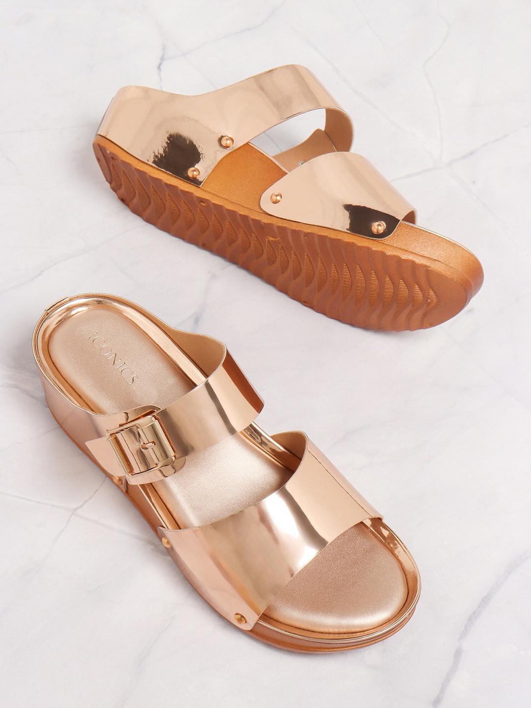 

ICONICS Women Comfort Heels, Rose gold