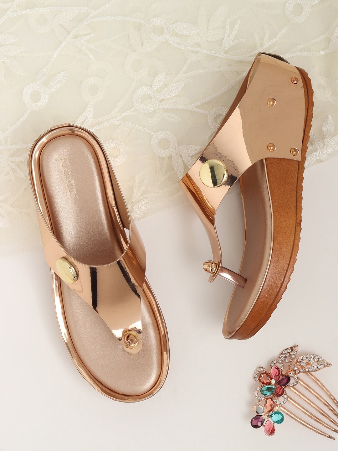 

ICONICS Women Comfort Heels, Rose gold