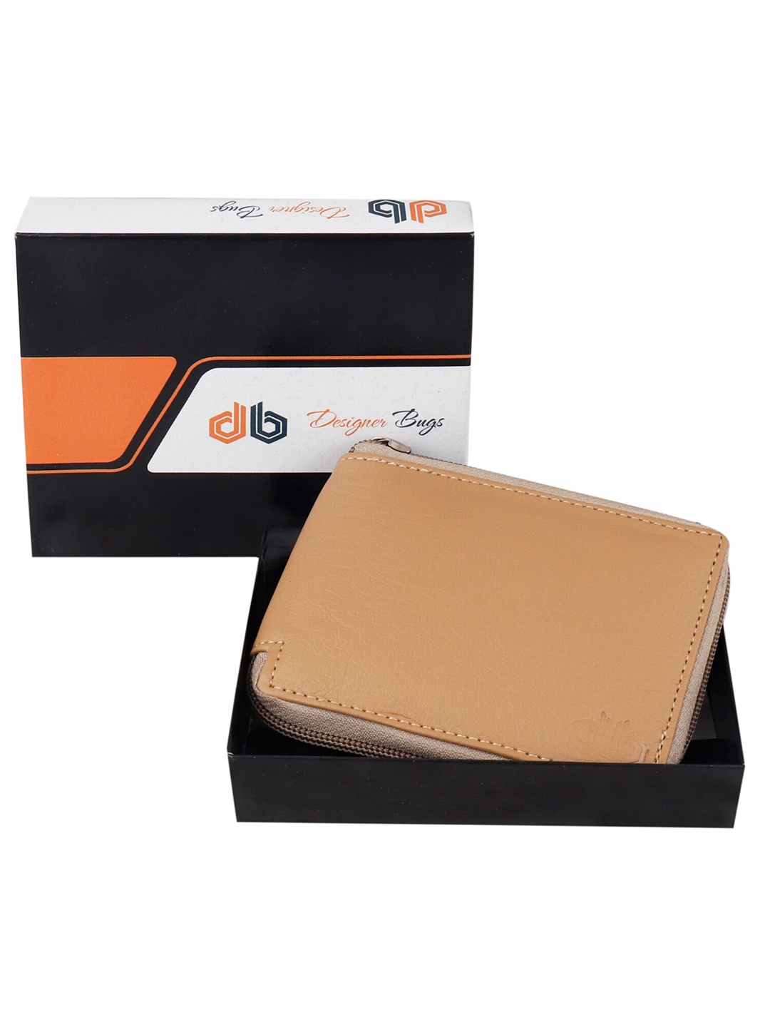 

Designer Bugs Men Synthetic Leather Zip Around Wallet, Beige