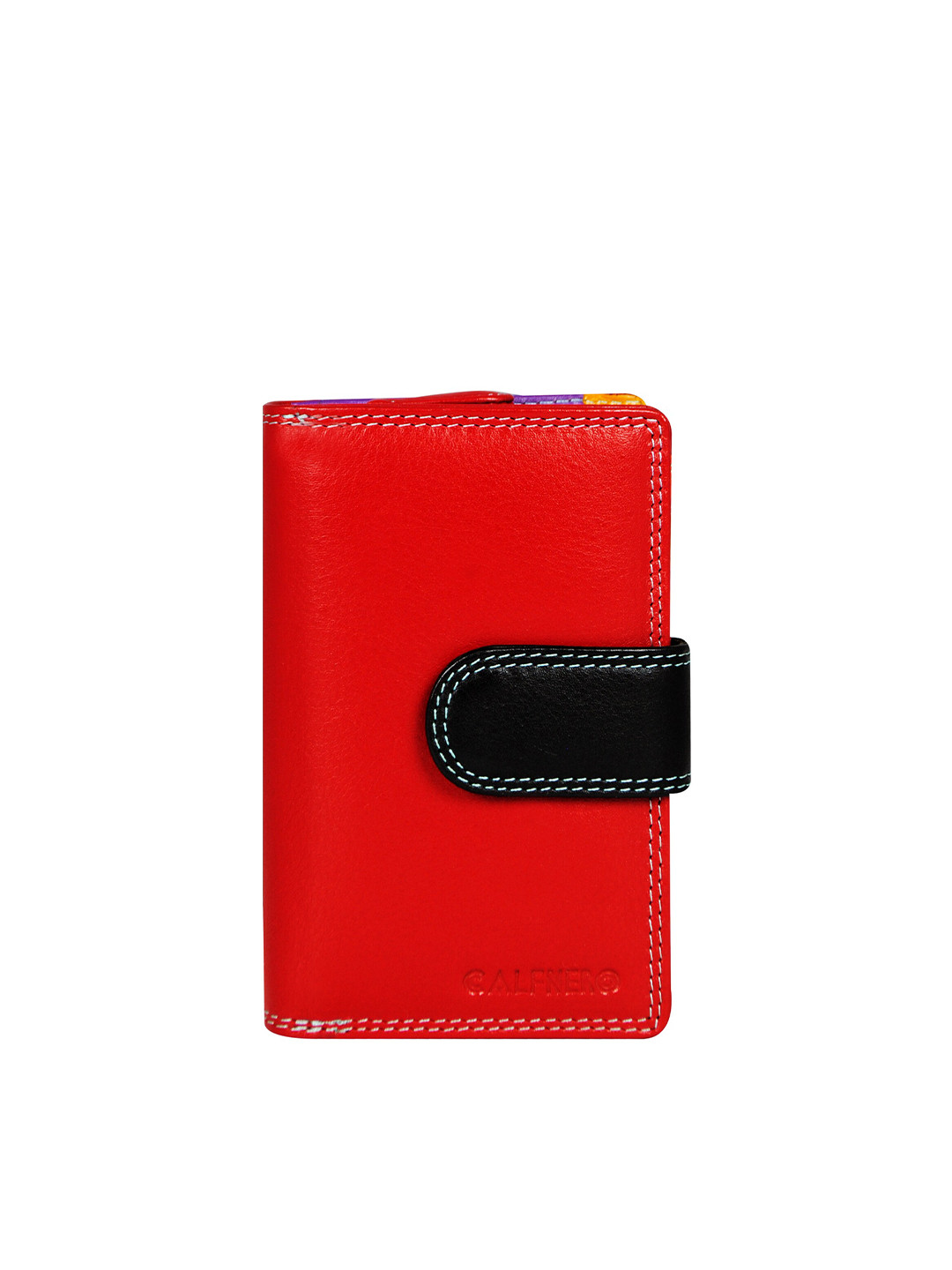 

CALFNERO Women Leather Two Fold Wallet, Red