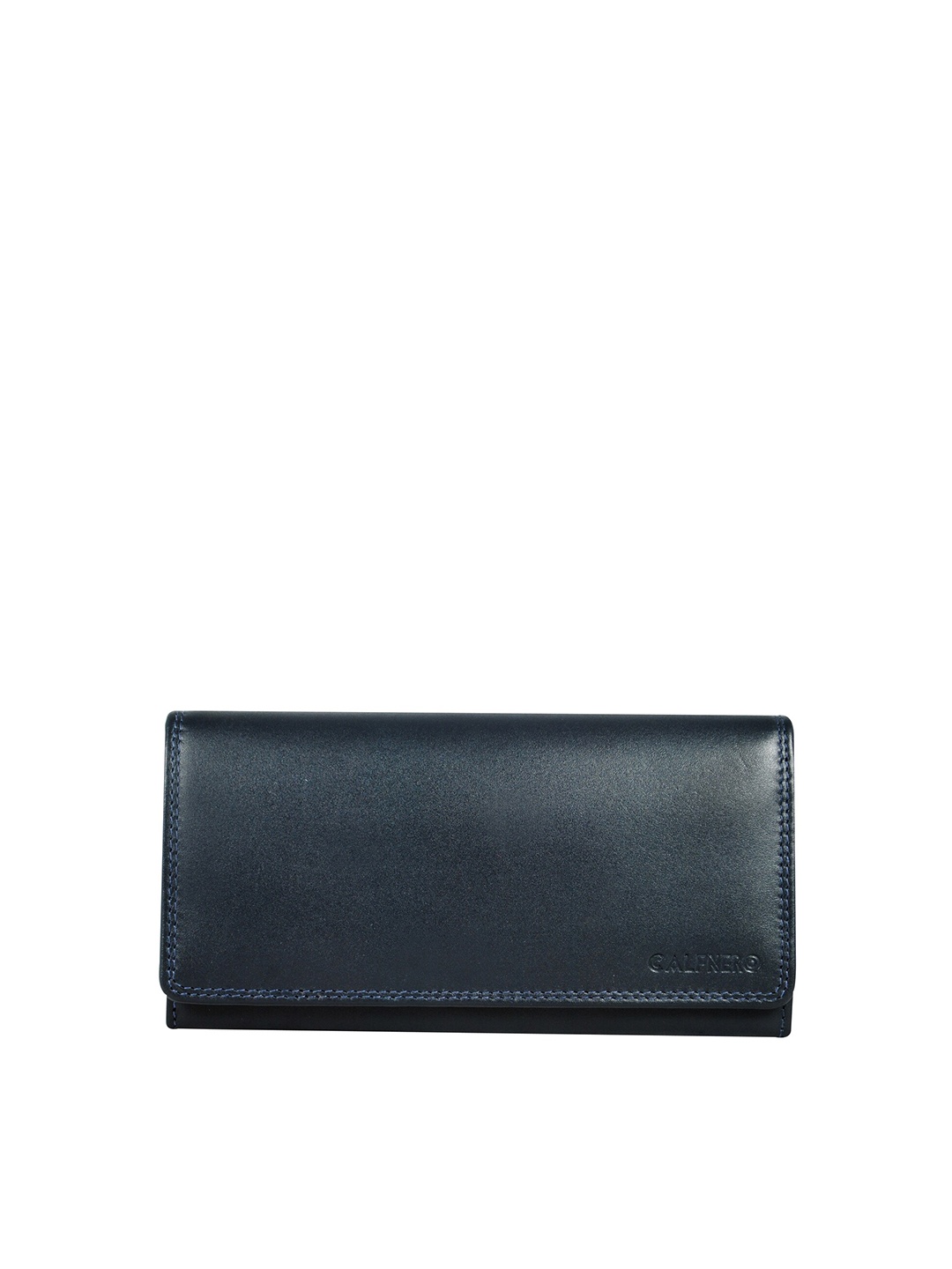 

CALFNERO Women Leather Two Fold Wallet, Navy blue